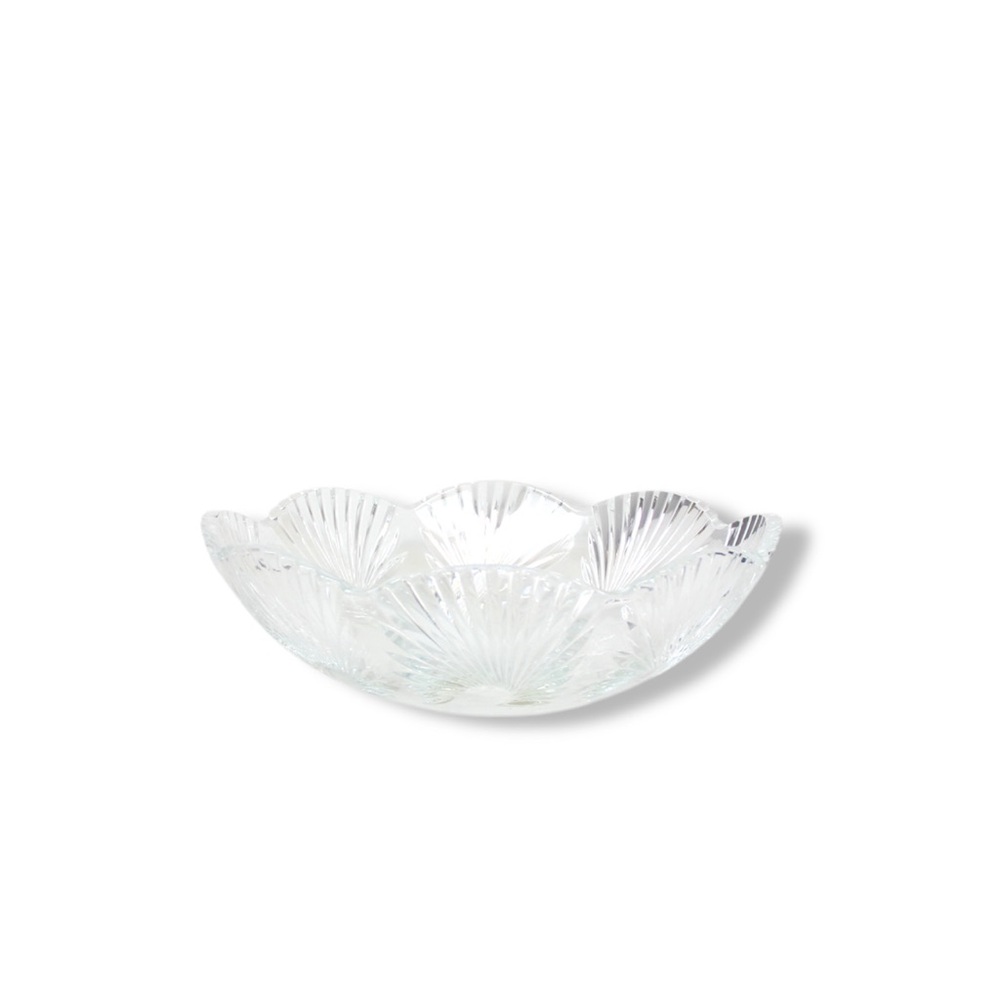 Elegant Crystal Clear Glass Bowl with Texture, Serving Glassware
